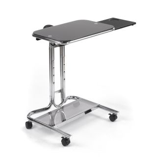 Calico Designs Laptop Cart with Mouse Tray   Chrome/Black Glass   Computer Carts