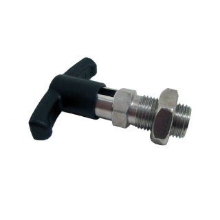 GN 817.4 Series Stainless Steel Indexing Plunger with T Handle, Type C with Rest Position, with Lock Nut, M12 x 1.5mm Thread Size, 22mm Thread Length, 25 Newton Spring Load End Metalworking Workholding