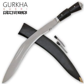 Gurkha Kukri Executioner Machete (Black) Folding Knife Blade Steel Sharp Edge Dagger Pocket Hunting Camping Camp  Martial Arts Knives  Sports & Outdoors