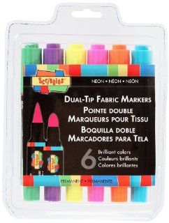 Scribbles Dual Tip Permanent Fabric Markers, 6 Pack, Neon