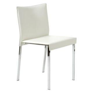 Euro Style Riley Leather Side Dining Chairs   Set of 2   White   Dining Chairs