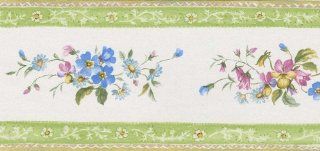 Small Floral Green Wallpaper Border in Floral Prints    