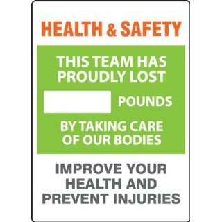 Accuform Signs MSR818PL WorkHealthy Plastic Write A Day Scoreboard, "Health & Safety   This Team Has Proudly Lost #### Pounds By Taking Care Of Our Bodies   Improve Your Health And Prevent Injuries, " 14" Width X 20" Height Industr