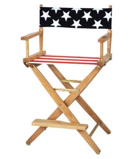 American Flag Extra Wide 24 inch American Oak Counter Height Directors Chair   Tall Directors Chairs