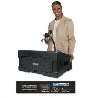 Amplipod Portable Podium PA System, 50 Watt Multimedia Amplifier w/3 Mic Inputs  Desk Media Storage Products 