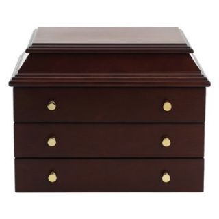 Queen Mary Light Walnut Finish Jewelry Box   9W x 8.6H in.   Womens Jewelry Boxes