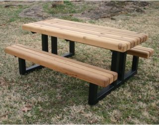 Rectangular Heavy Duty Wood Picnic Table   Picnic Tables