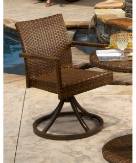 Panama Jack St. Barths Stackable Swivel Dining Chair   Brown Pine with Viro Fiber   Outdoor Dining Chairs