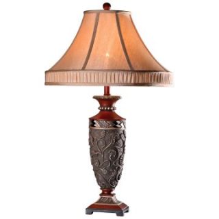 Oralee P9625 Vermilion with Antique Silver Leaf Design Table Lamp   Table Lamps