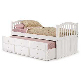 Pine Ridge White Arched Mission Trundle Storage Bed   Kids Captains Beds