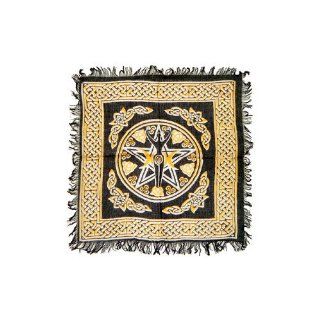 Wiccan Goddess with Pentacle Black and Gold Altar Cloth, with Celtic Knots, 18 x 18  Tapestries  