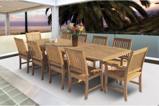 Royal Teak 96   120 in. Family Rectangle Extension Compass Patio Dining Set   Seats 10   Patio Dining Sets