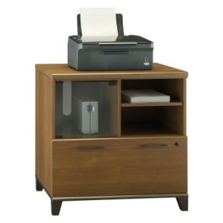 Bush Office Connect Achieve Collection Lateral File/Printer Stand in Warm Oak Finish   File Cabinets