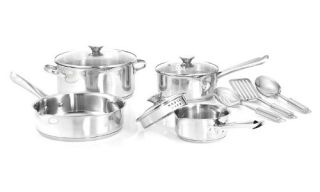 WearEver Cook & Strain Stainless Steel 10 Piece Cookware Set   Silver   Cookware Sets