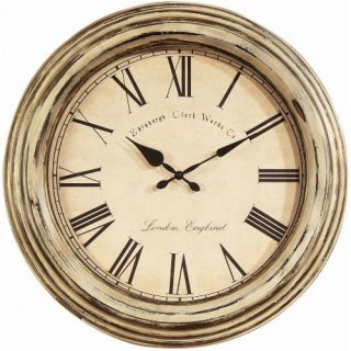 Heavily Distressed 24 in. White Wall Clock   Wall Clocks