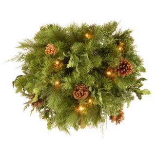 20 in. Decorative Collection Juniper Mix Pine Pre Lit LED Kissing Ball   Battery Operated   Wreaths