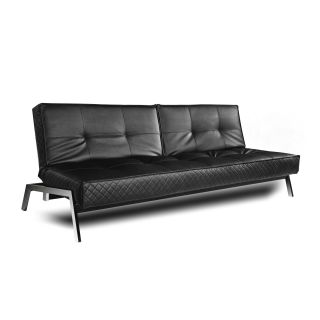 Black Leather Convertible Euro Sofa Lounger   Sofas