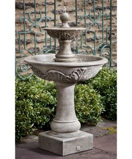 Campania International Acanthus Two Tiered Cast Stone Outdoor Fountain   Fountains
