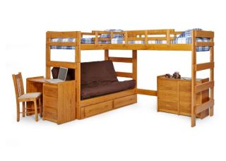 Woodcrest Heartland Futon Bunk Bed with Extra Loft Bed   Storage Beds
