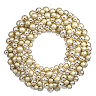 Vickerman 24 in. Gold Colored Ball Wreath   Christmas Wreaths