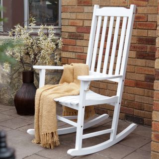 Coral Coast Indoor/Outdoor Mission Slat Rocking Chair   White   Indoor Rocking Chairs