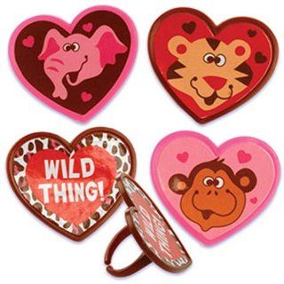 Dress My Cupcake DMC41V 803 12 Pack Animals Wild Thing Ring Decorative Cake Topper, Valentines, Assorted Kitchen & Dining