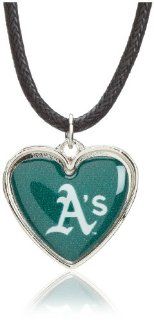 MLB Oakland Athletics Crystal Heart Reversible Necklace Sports & Outdoors