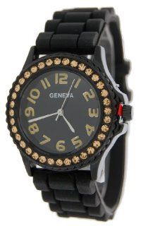 Geneva Womens's Designer Watch with Baguette Stones Bezel Model 804 15 at  Women's Watch store.