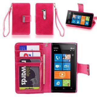 IZENGATE Executive Premium PU Leather Wallet Flip Case Cover Folio Stand for Nokia Lumia 900 (Deep Rose Pink) Cell Phones & Accessories