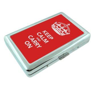 Metal Silver Cigarette Case Holder Box Keep Calm and Carry On Design 016  Other Products  
