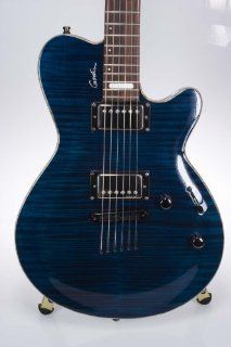 Godin LG Signature   Carved AAAA Flame Maple Top   Transparent Blue Musical Instruments