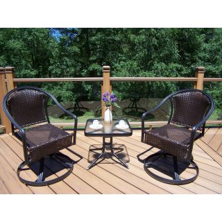 Oakland Living Tuscany All Weather Wicker Swivel Chat Set   Conversation Patio Sets