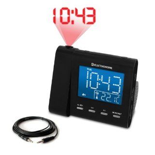 Electrohome EAAC600 AM/FM Projection Clock Radio with Dual Alarm, Auto Time Set/Restore, Temperature Display, and Battery Backup (Bonus AUX Cable for Connecting  Player Included) Electronics