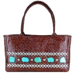 KurtMen design Handbag 830 Rust Rose Tl Short Wedge Flat Turquoise Clear Crystals Clothing