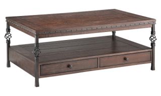 Stein World Sherwood Rectangular Gun Metal and Wood Coffee Table with Storage   Coffee Tables