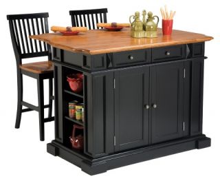 Home Styles Black and Oak Finish Large Kitchen Island   Kitchen Islands and Carts