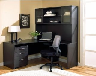 Jesper Desk with Hutch and Filing Cabinet and Optional Chair   Desks