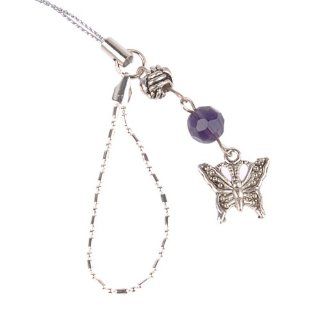 Wireless Technologies Hand Crafted Cellular Phone Charm Gaelic Butterfly with Purple Crystal Cell Phones & Accessories