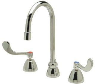 Zurn Z831B4 XL FC AquaSpec Lead Free Widespread Gooseneck Faucet with Four Inch Wrist Blade Handle and Flow Control Chrome Plated   Faucet Aerators And Adapters  