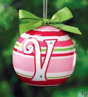 Russ Berrie Light Up Monogram "V" Christmas Holiday Ornament   Decorative Hanging Ornaments