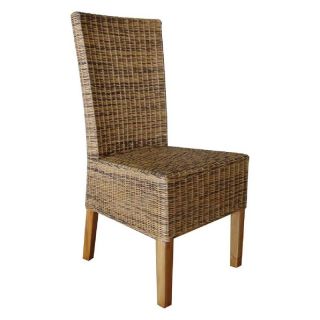 Rattan Living Wicker Straight Back Dining Chairs   Set of 2   Accent Chairs