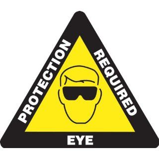 Accuform Signs PSR832 Slip Gard Adhesive Vinyl Triangle Shape Floor Sign, Legend "EYE PROTECTION REQUIRED" with Graphic, 17" Length, White/Black on Yellow Industrial Floor Warning Signs