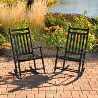 Pair of Dixie Seating Indoor/Outdoor Slat Rocking Chairs  Black   Indoor Rocking Chairs