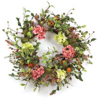 26 in. Hydrangea and Fruit Polyester Wreath   Wreaths