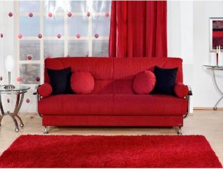 Istikbal Best Ruby Red Microsuede Convertible Sofa   Sofas