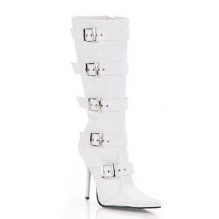 4 1/2 Inch Sexy High Heel Knee Boot Stiletto Heel Pointed Toe Featuring Buckle W Shoes