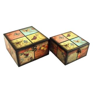 Keystone Decorative Butterflies Jewelry Box   Set of 2   Trinket Boxes