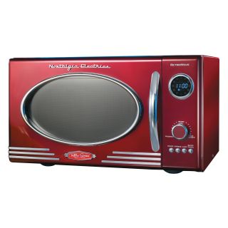 Nostalgia Electrics RMO 400RED Retro Series 0.9 Cubic Foot Microwave Oven   Red   Microwave Ovens