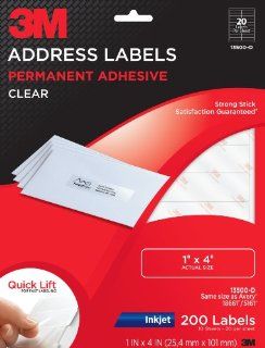 3M Address Labels with Quick Lift Design for Inkjet Printers, Clear, 1 x 4 Inches, 10 Sheets per Pack (13500 D)  Address Labels Personalized 
