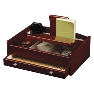 Mele Davin Men's Dresser Valet   Dark Burlwood Walnut   11.75W x 4H in.   Mens Jewelry Boxes